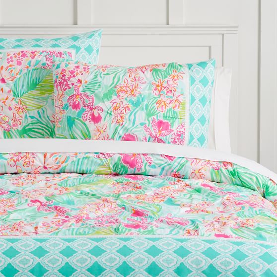 Lilly Pulitzer Organic Orchid Border Duvet Cover + Sham PBteen