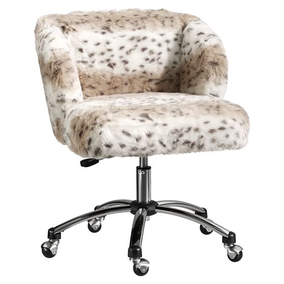 Snow Leopard Faux Fur Wingback Chair Pb Alternate View