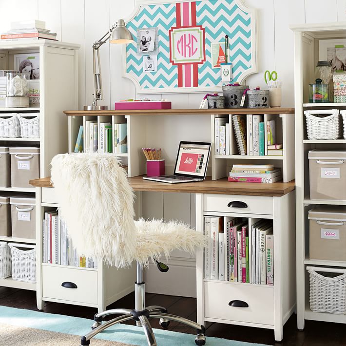 Student Desk With Hutch By Maxtrix Kids Shown In White B18823 Ham Large Pedestal Desk Hutch Pbteen White Girls With