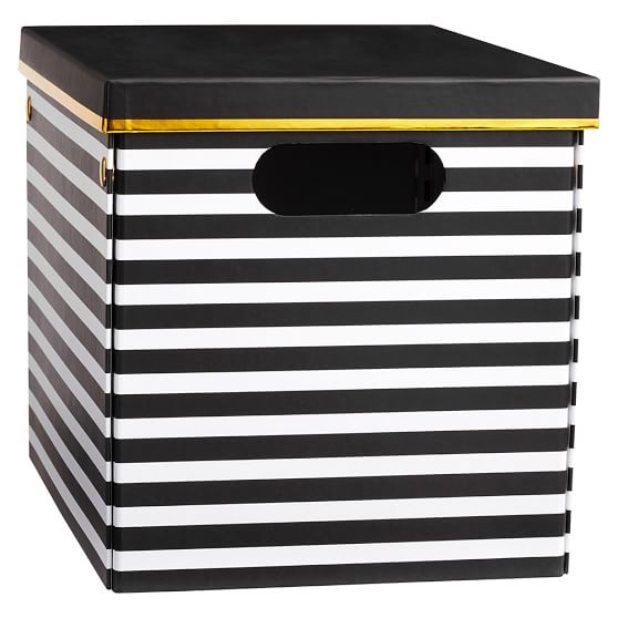 Black/White Stripe Printed Storage Bins PBteen