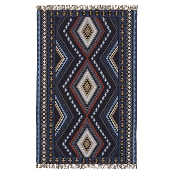 Diamond Kilim Rug Navy PBteen