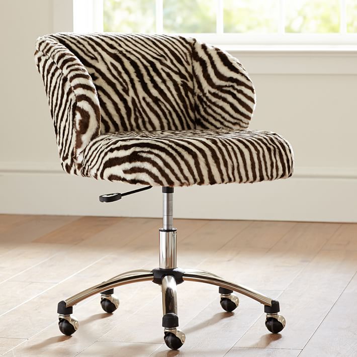 Zebra Wingback Desk Chair Design Ideas Zebra Faux Fur Wingback Chair Pbteen