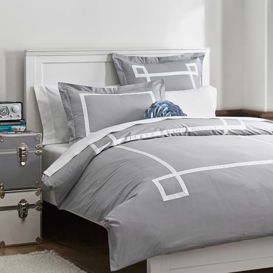 Ribbon Trim Duvet Cover Sham Twin Light Gray Pb Ribbon Trim Duvet Cover Sham Twin Light Gray