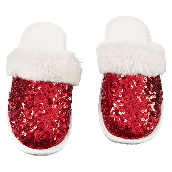 Sparkle Sequin Slippers, Red PBteen