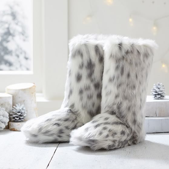 fur grey boots