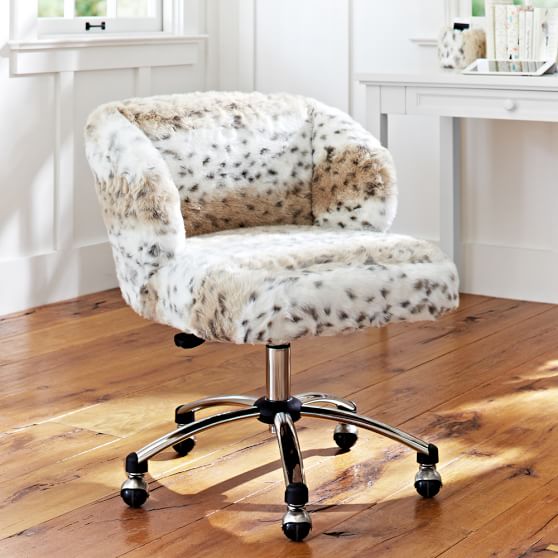Snow Leopard Faux Fur Wingback Chair Pb Snow Leopard Faux Fur Wingback Chair