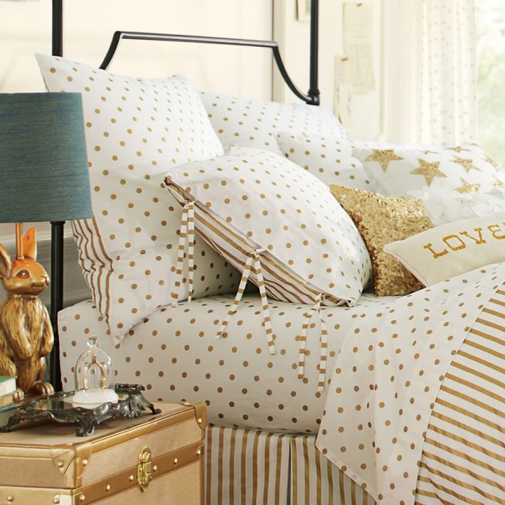 the emily meritt metallic dottie sheet set pbteen girls sheets