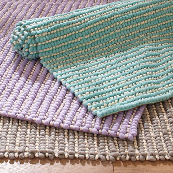 Tonal Texture Rug, Silver/Ivory PBteen