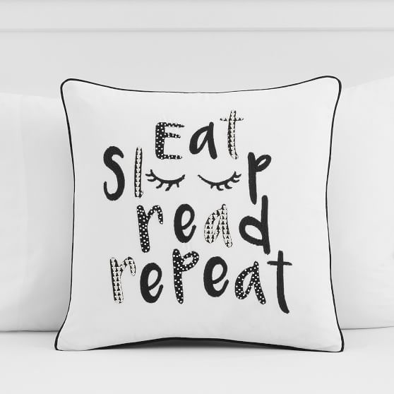 Eat Sleep Read Repeat Pillow Cover PBteen Impressive Decorative Pillows For Teen Girls Eat Sleep Read Repeat Pillow Cover PBteen Impressive Decorative Pillows For Teen Girls