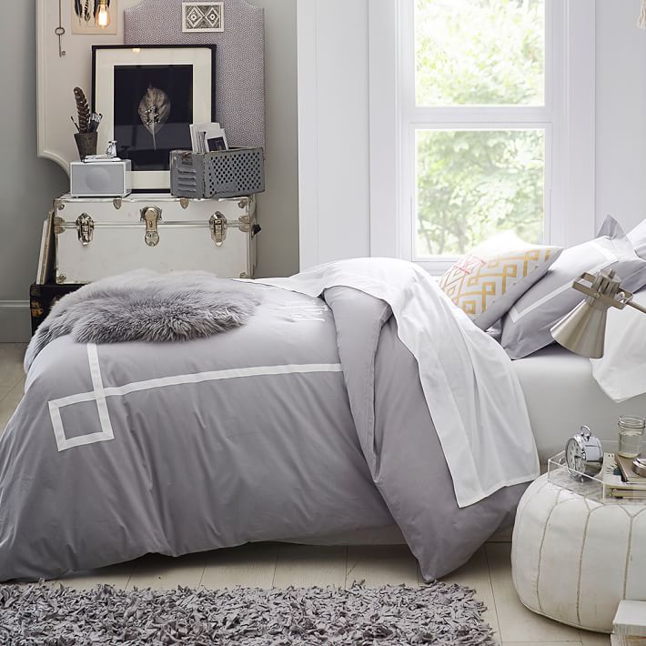 Ribbon Trim Duvet Cover Sham Pbteen