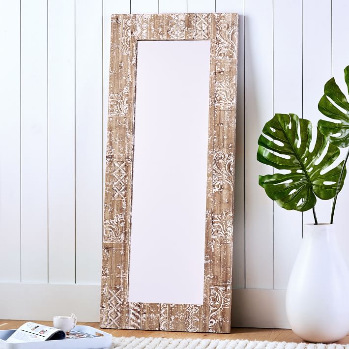 Carved Wood Floor Leaning Mirror Pbteen