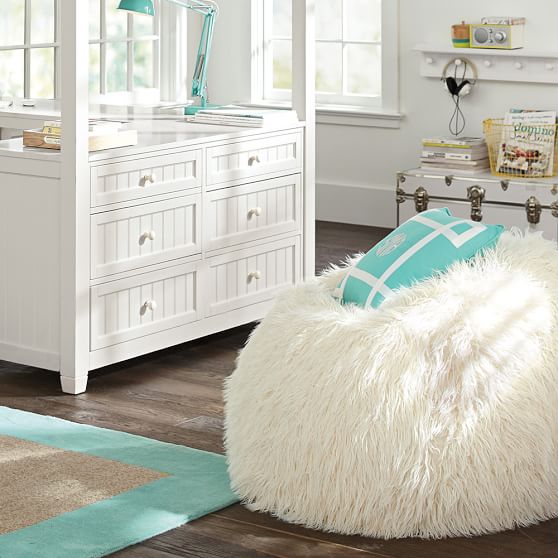 ivory furlicious faux fur beanbags pbteen