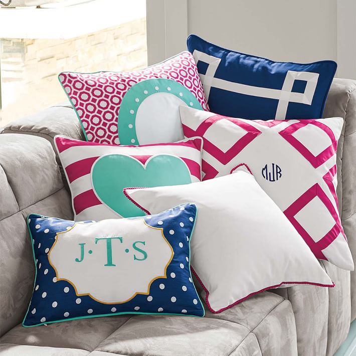 Mix N Match Monogram Pillow Cover PBteen Unique Monogrammed Throw Pillow Covers Mix N Match Monogram Pillow Cover PBteen Unique Monogrammed Throw Pillow Covers