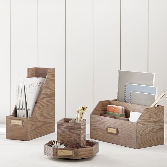 classic wooden desk accessories rotating caddy pbteen