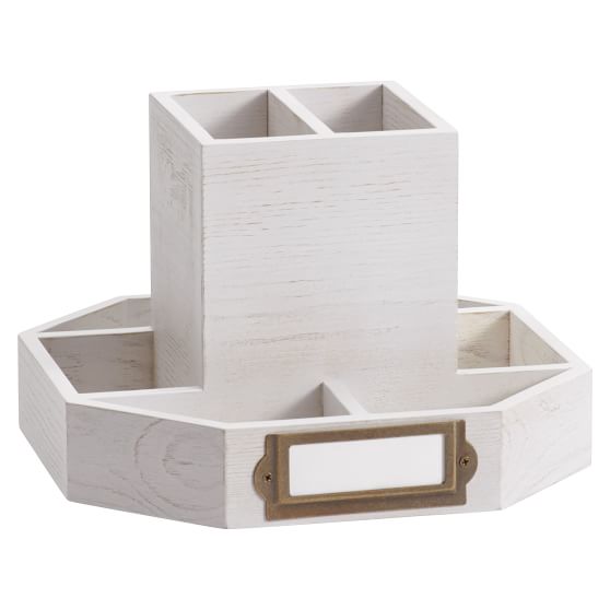 classic wooden desk accessories rotating caddy pbteen