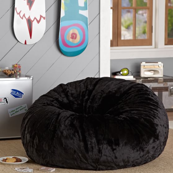 Black Luxe Faux Fur Beanbag Pb Black Luxe Faux Fur Beanbag