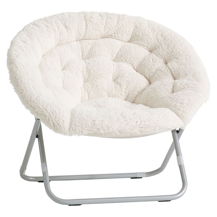 Ivory Sherpa Faux Fur Hang A Round Chair Pbteen