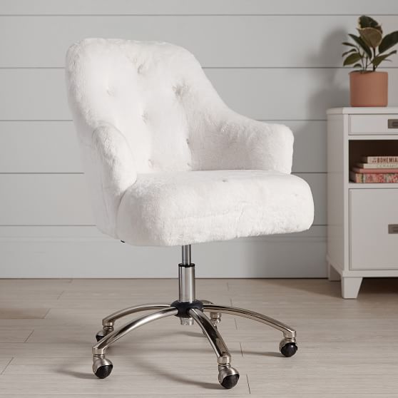 Polar Bear Faux-Fur Tufted Desk Chair | PBteen