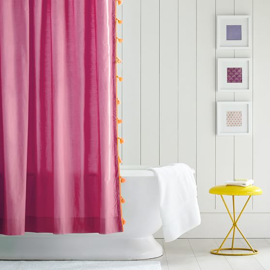 Color On Tassel Shower Curtain Pink Pbteen Color On Tassel Shower Curtain Pink