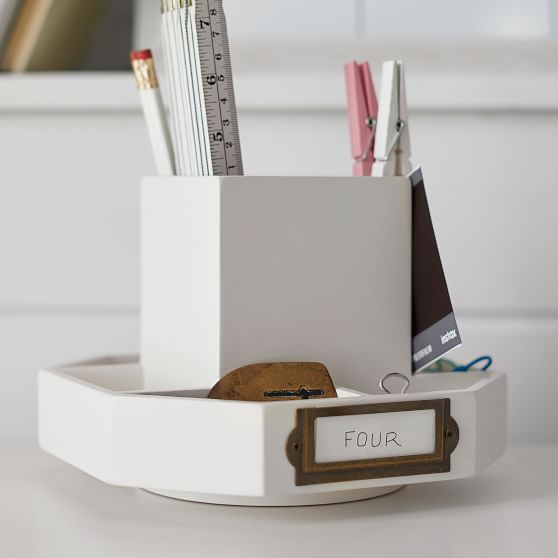 classic wooden desk accessories rotating caddy pbteen