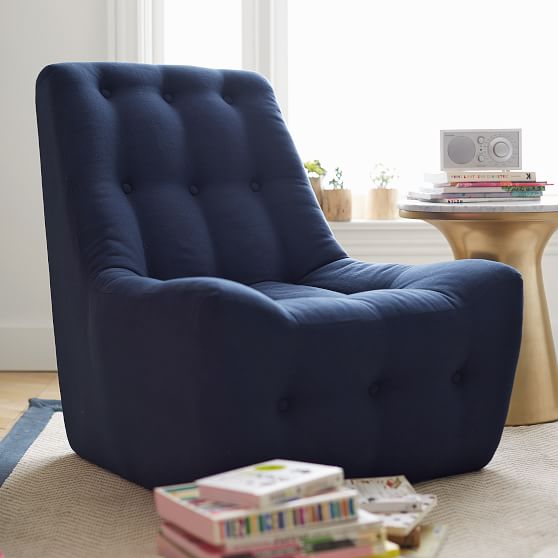Navy Linen Modern Slipper Chair Pbteen Navy Linen Modern Slipper Chair