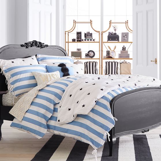 The Emily Meritt Pajama Stripe Duvet Cover Twin Xl Blue Ivory