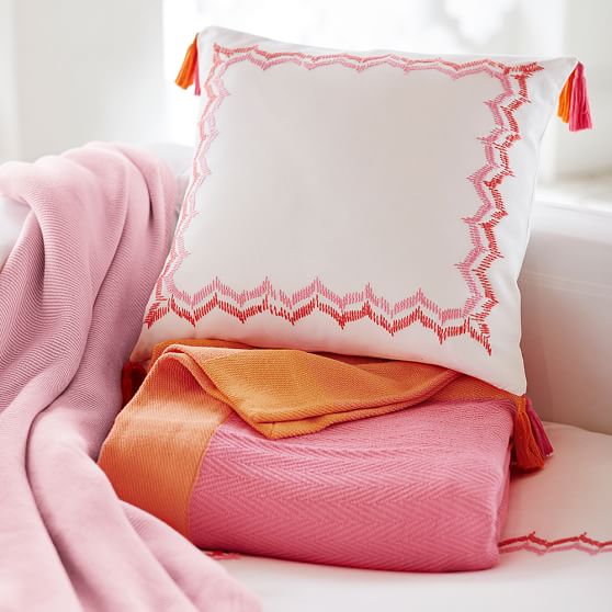 Embroidered Border Monogram Pillow Covers PBteen