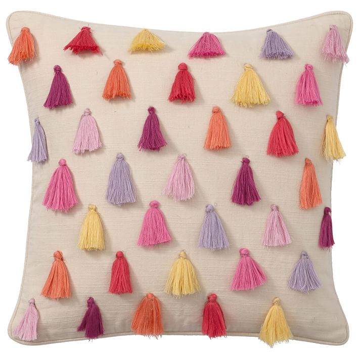 Rainbow Tassel Pillow Covers PBteen Simple Decorative Pillows For Teen Girls Rainbow Tassel Pillow Covers PBteen Simple Decorative Pillows For Teen Girls