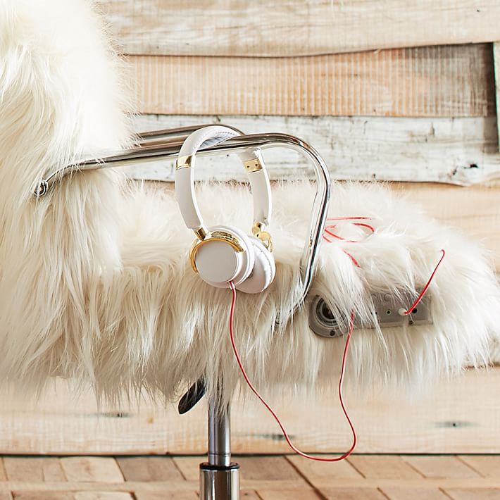 Ivory Himalayan Faux Fur Ultimate Desk Chair Pbteen