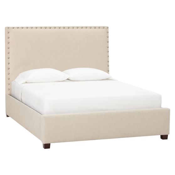 Raleigh Upholstered Square Bed Pbteen Raleigh Nailhead Bed Oatmeal Linen
