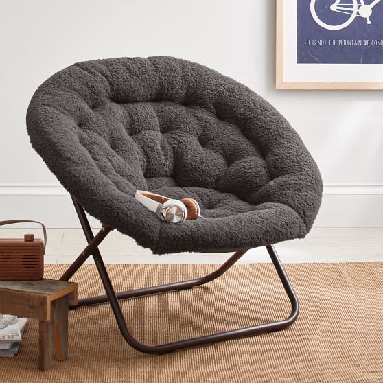 Charcoal Sherpa Hang A Round Chair Pbteen Charcoal Sherpa Hang A Round Chair