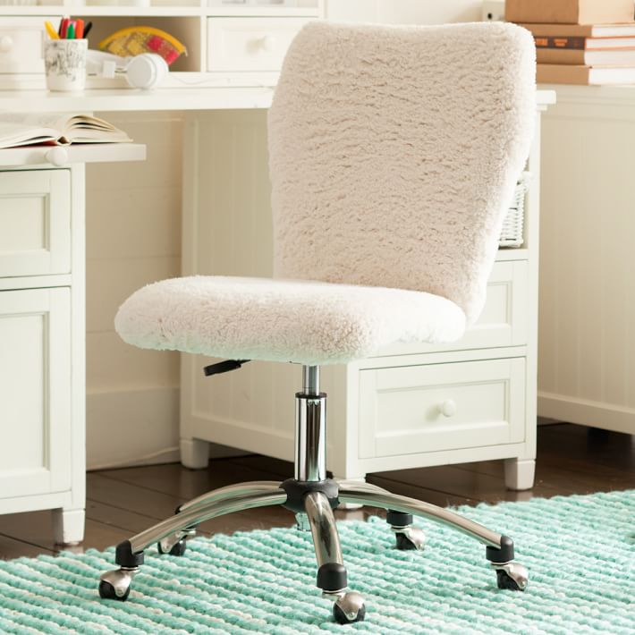 Ivory Sherpa Faux Fur Airgo Arm Armless Chair Pbteen