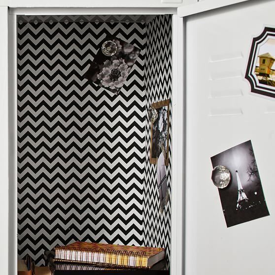 Black Chevron Locker Wallpaper, 3 Sheets PBteen