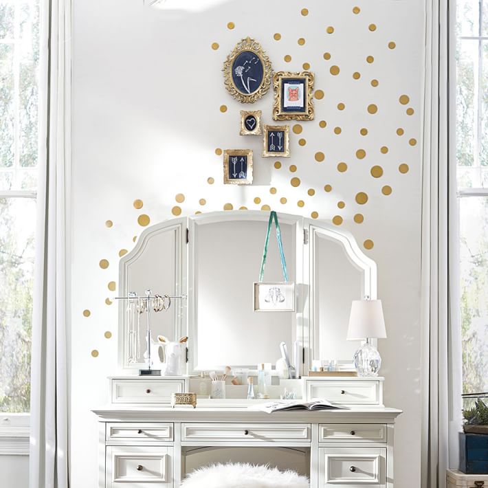 wall decal metallic dottie gold pbteen