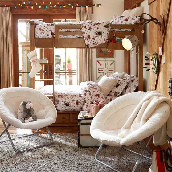 Ivory Sherpa Faux Fur Hang A Round Chair Pbteen Roll Over Image To Zoom