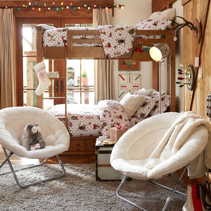 Ivory Sherpa Faux Fur Hang A Round Chair Pbteen