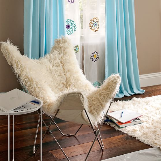 Ivory Furlicious FauxFur Butterfly Chair PBteen