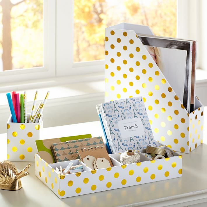 Printed Paper Desk Accessories Gold Dot Pbteen