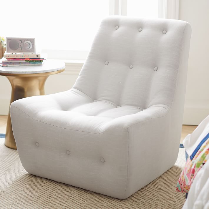 Gray Linen Modern Slipper Chair Pbteen