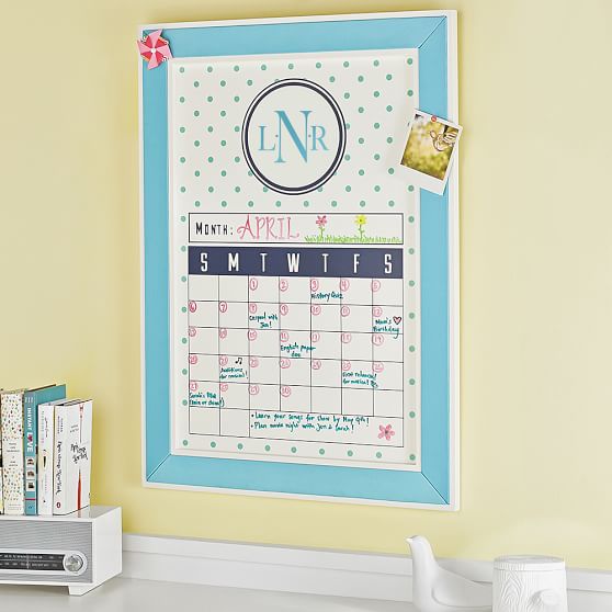 Preppy Dot DryErase Calendar, Pool PBteen