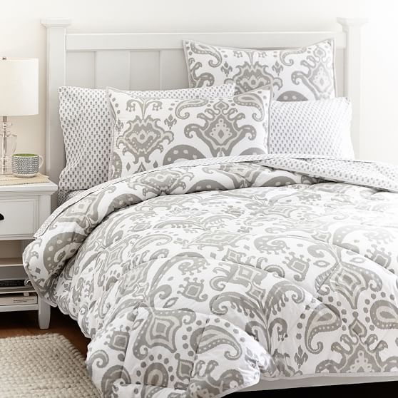 Goa Ikat Comforter Sham Gray Pbteen Goa Ikat Comforter Sham Gray