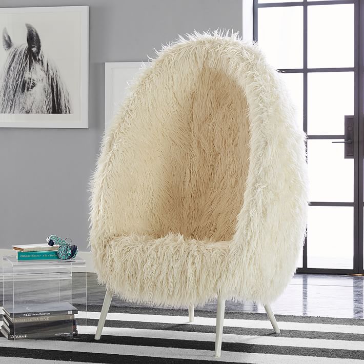Ivory Furlicious Faux Fur Cave Chair Pbteen