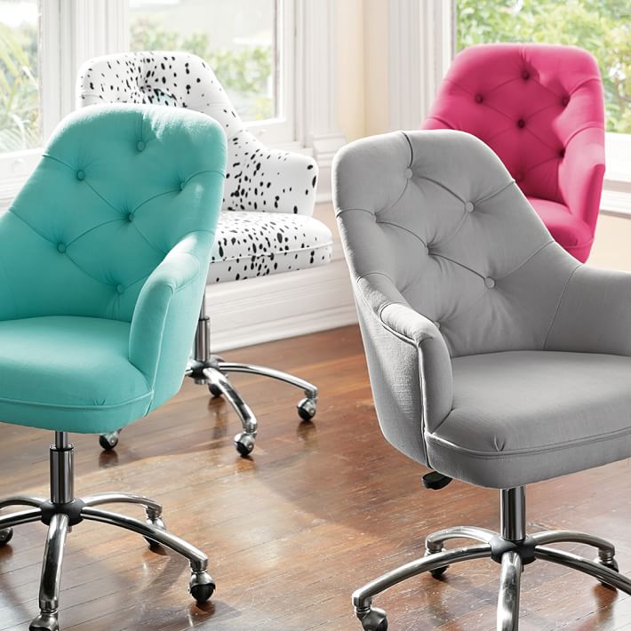 Twill Tufted Desk Chair Pbteen