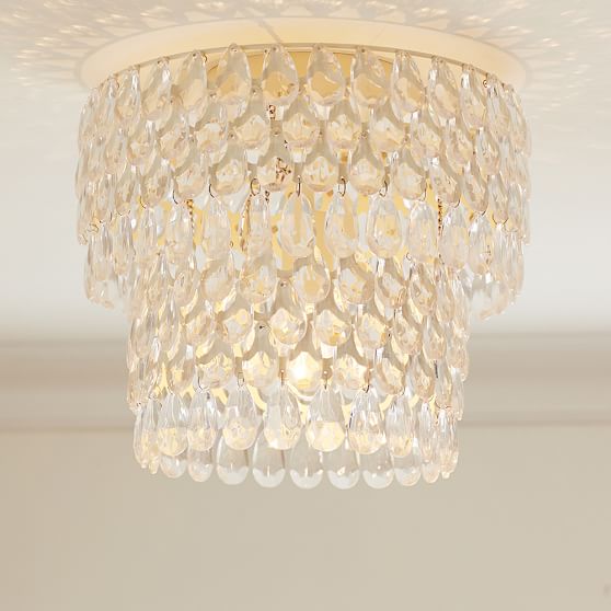 Clear Acrylic Round Flushmount Chandelier Designs Pottery Barn Clear Acrylic Round Flushmount Chandelier