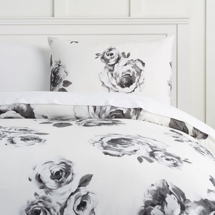 The Emily Meritt Bed Of Roses Duvet Cover Sham Black White The Emily Meritt Bed Of Roses Duvet Cover Sham Black White Pbteen