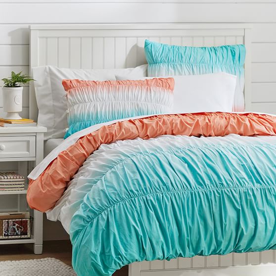 Dip Dye Ruched Duvet Cover + Sham PBteen