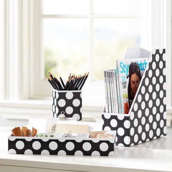 Black Desk Accessories Design Ideas Printed Paper Desk Accessories Set Black Dottie