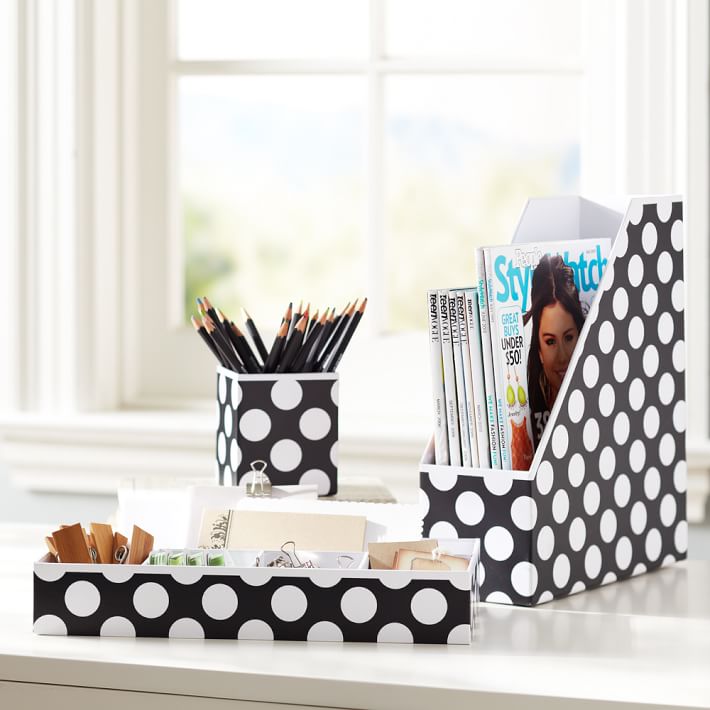Printed Paper Desk Accessories Set Black Dottie Pb