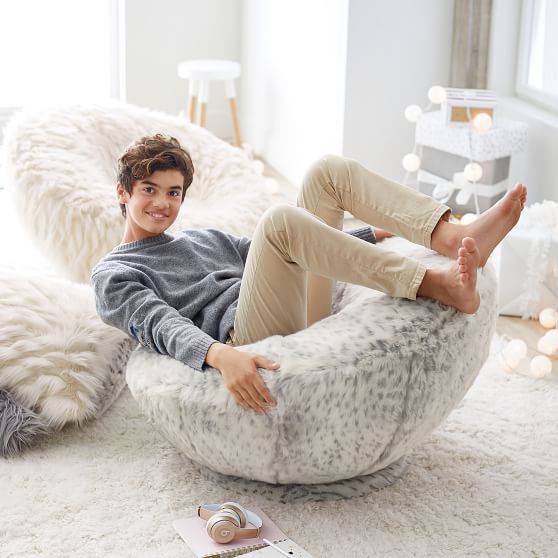 Gray Leopard Faux Fur Groovy Swivel Chair Pbteen Scroll To Next Item