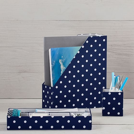 Fabric Desk Accessories Set Of 3 Northfield Navy Dot Pbteen Fabric Desk Accessories Set Of 3 Northfield Navy Dot